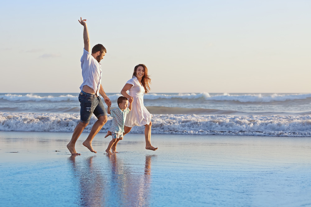 Positive Family Running Along