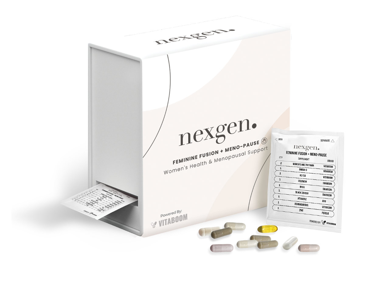 NexGenHealth FemFusion BoxPacketPills mockup license confirmed