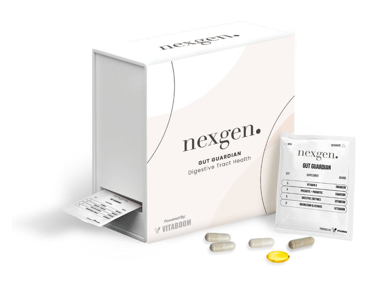 NexGenHealth GutGuardian BoxPacketPills mockup license confirmed